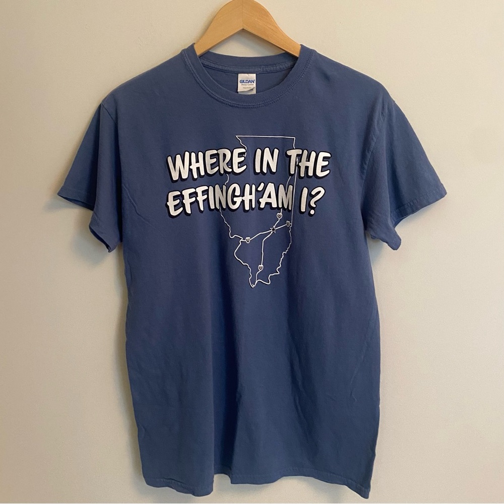 “WHERE IN THE EFFINGHAM I?” Navy Graphic Short Sleeve Tee MEDIUM